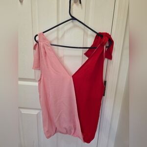 BiBi Pink and Red Colorblock Tank Top
